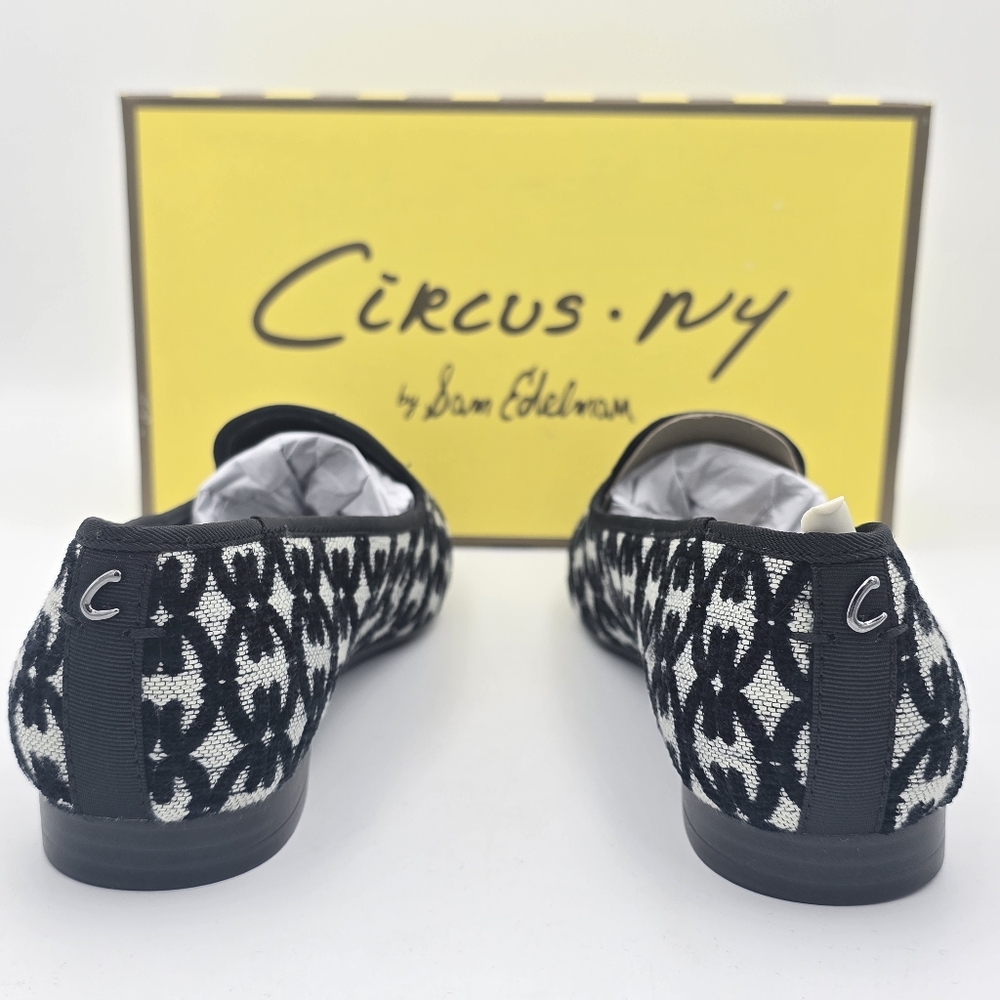 NIB Circus NY by Sam Edelman Tiffany Flat Loafers, Black/Natural Fabric, 6M - Picture 6 of 16